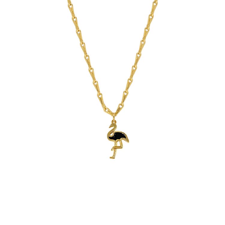 Flamingo White Resin pendant, Yellow Gold – Gigi Clozeau - Jewelry